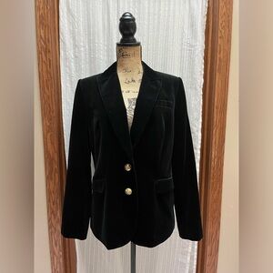 J Crew Velvet Blazer Womens Solid Black Size 12
